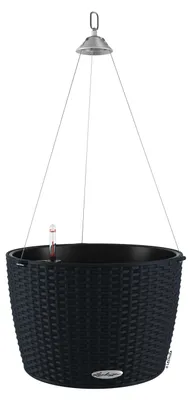 Obrázek produktu pro Závěsný samozavlažovací květináč Lechuza Nido Cottage plast Ø 35 x 23 cm grafitově černý včetně zavlažovacího systému, vložky na rostliny a substrátu
