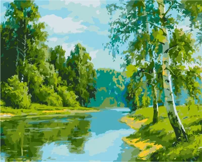 Obrázek produktu pro Malowanie po numerach Brzozowa krawędź 40x50 cm Qbee zestaw