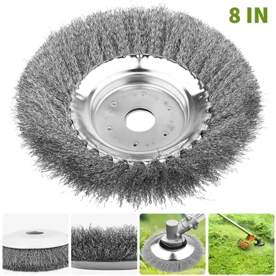 Image de Brosse en acier, brosse à désherber 200 mm x 25,4 mm, fil d'acier torsadé pour coupe-bordures