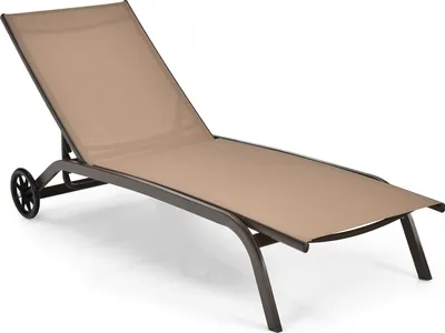 Produktbild von COSTWAY Sonnenliege Gartenliege mit Rollen, verstellbarer Rückenlehne & schnell trocknendem Stoff, Relaxliege bis 150kg belastbar, Liegestuhl Braun