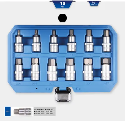 Image de BRILLIANT TOOLS Jeu de douilles à embout 1/2", 12 pces 5 - 22 mm - BT022012