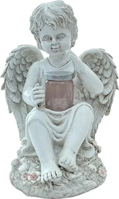Produktbild von Engelsfeen-Statue mit Solarlicht – Gartenfigur aus Kunstharz – 14,5 x 15,5 x 20 cm