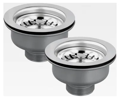 Produktbild von 2 Stück Edelstahl Abflusssieb 114 mm - Rostfreier Spülbeckenfilter mit Dichtungsring, Korb-Sieb, Universell Passend für 83-90 mm Küchenspülen
