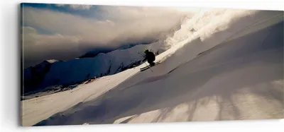Produktbild von Bild auf Leinwand - Leinwandbild - Berge Ski Winter - 100x40cm - Wand Bild - Wanddeko - Wandbilder - Leinwanddruck - Bilder - Kunstdruck - Wanddekoration - Leinwand bilder - Wandkunst - AB100x40-0511
