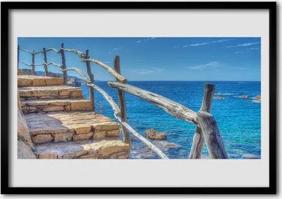 Produktbild von Bild 100x70 MDF-Rahmen Wandkunst Treppen Meer Architektur