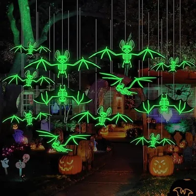 Zdjęcie produktu dla Nietoperze Halloween Świecące 12 szt Wisząca Dekoracja LED Horror