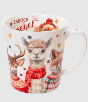 Produktbild von Kaffeebecher Kuschelparade, Tasse Kaffeetasse, Tiere, Lama, Fuchs, Hirsch, kuscheln, Wolf, Katze
