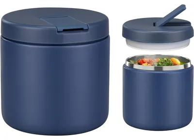 Zdjęcie produktu dla Termoizolowany pojemnik na jedzenie, 560 ml, ze stali nierdzewnej, pojemnik do podgrzewania posiłków dla dzieci, nieprZerolewny, pojemnik na lunch, kolor niebieski