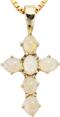 Produktbild von JOBO Anhänger Kreuz 585 Gold Gelbgold 6 Opale