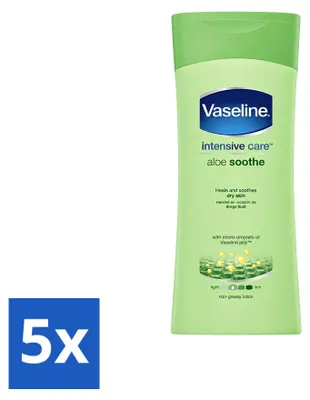 Zdjęcie produktu dla 5 sztuk balsamu do ciała Vaseline Aloe Soothe - 200 ml - zestaw ekonomiczny