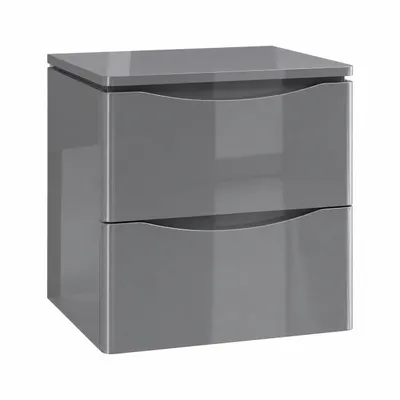 Produktbild von Hängender Waschbeckenunterschrank mit 2 Schubladen Grau Hochglanz AUSTIN 59 x 52 x 45 cm Badezimmermöbel, KI-generiertes Bild