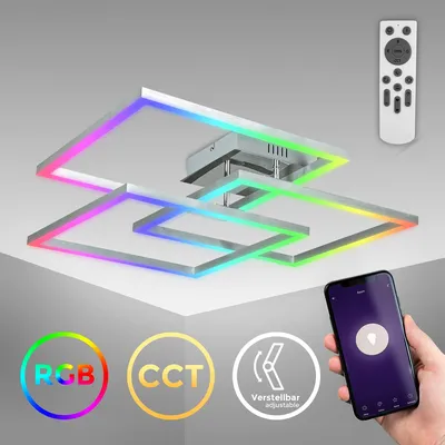 Immagine prodotto di B.K.Licht Plafoniera LED smart WiFi, App e telecomando, controllo vocale, dimmerabile, CCT luce calda, neutra, fredda, colorata RGB, iOS & Android