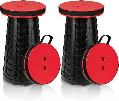 Produktbild von Tragbarer Klapphocker, 6-44 cm - zusammenklappbar, aus Nylon - Tragfähigkeit: 150 kg - ideal für Camping und Garten - 2 Stück
