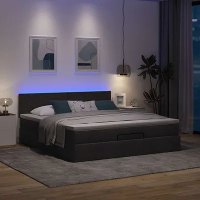 Produktbild von Maison Exclusive - Ottoman-Bett mit Matratze & LEDs Schwarz 160x200 cm Stoff