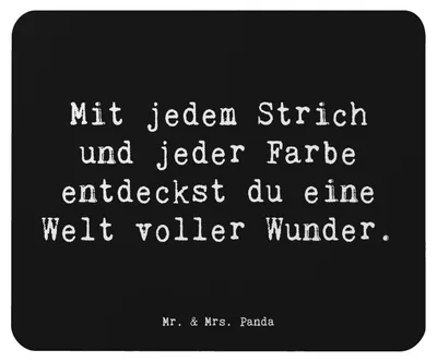 Produktbild von Mr. & Mrs. Panda Mouse Pad Spruch Die Freude an der Kreativität entdecken - Schwarz - Geschenk, Mauspad, Trost, Zuversicht, Mutmacher, Vertrauem, Mousepad, Pinselstriche