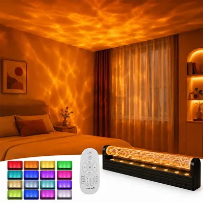 Produktbild von RGBW Wellenlampe Wasserwelleneffekt LED Wandlampe 83cm mit App Fernbedienung Musikmodus Atmosphärenlicht für Wohnzimmer Gaming Bar