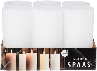 Obrázek produktu pro SPAAS 6, rustikální svíčka ve tvaru kůrky, 68/130 mm, doba hoření cca 60 hodin, bez vůně - bílá