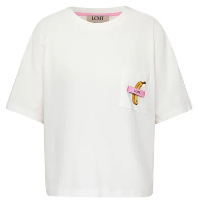 Produktbild von Weißes T-Shirt mit kurzen Ärmeln, Rundhalsausschnitt und Brusttasche, Größe 36