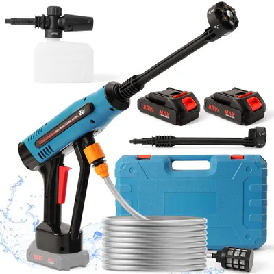 Produktbild von Hochdruckreinigerpistole ,Akku Hochdruckreiniger, Hochdruckpistole Waschpistole mit 2 Akkus und Wasserschlauch 5 M, 6-in-1 Düse., Druckreinigerpistole