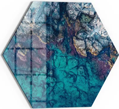 Produktbild von DEQORI Magnettafel Glas 55x48 cm 6-eckig 'Küstenfarbenspiel' beschreibbar Whiteboard Küche