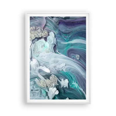 Produktbild von Gerahmtes Poster - Weißer Rahmen - Abstraktion dreidimensional blau - 70x100 cm - Wand Bild - Wanddeko - Wandbilder - Kunstposter - Wandposter - Bilderrahmen - Bilder - Kunstdruck - P2WPA70x100-4726
