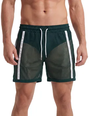 Imagen del producto de Solidchoice - Pantalones cortos de malla para hombre con detalles, ideales para la playa y la natación