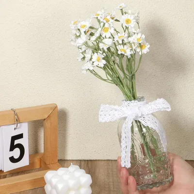 Immagine prodotto di Piccoli fiori di margherita artificiali - Set da 6 - 25-5 cm, fiori di margherita artificiali - Centrotavola, decorazioni per la casa - Fiori di margherita finti