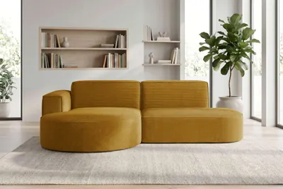 Produktbild von 99rooms Amaris Ecksofa Cordstoff POSO Gold Links