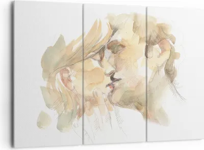 Produktbild von Bild auf Leinwand - Leinwandbild - 3 Teile - Kuss Paar Liebe - 165x110cm - Wand Bild - Wanddeko - Wandbilder - Leinwanddruck - Bilder - Wanddekoration - Leinwand bilder - Wandbild - CE165x110-5005