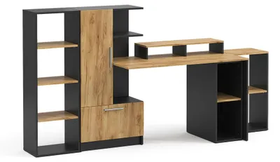 Immagine prodotto di Scrivania con ripiani Vicco Tomy Antracite/Rovere dorato 150 x 59 cm Set di 5, Model 59854