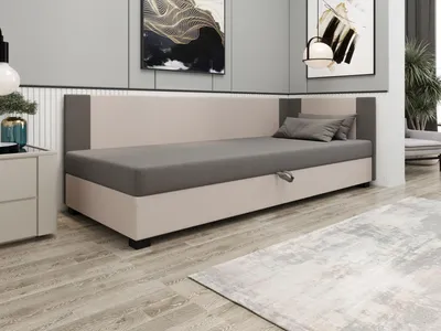 Obrázek produktu pro Čalouněná jednolůžková postel 110x195 ARIADNA PLUS 1 - světle šedá / ecru