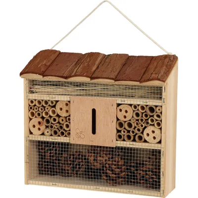Produktbild von Insektenhotel mit Holzdach, 29,5 x 10 x 28,5 cm