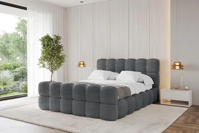 Produktbild von ALTDECOR Polsterbett mit Bettkasten - LEYA-Z - 180x200 - Dunkelgrau - Bett mit Kopfteil und Fußteil, Boxbett ohne Matratze, Doppelbett mit Stauraum