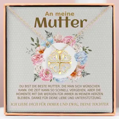Produktbild von An meine Mutter - 2in1 Halskette mit Kleeblatt- und Herzmotiv für Damen - CALI_CLOVERIE