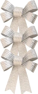 Deko-Schleifen Silber 3 Stück 10 x 12,7 cm Weihnachtsbaum-Deko Basteln Geschenk Deko Geschenkschleifen Deko-Zubehör