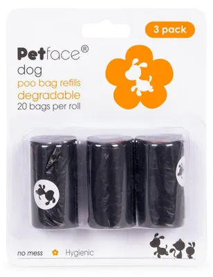 Produktbild von Petface Hundekotbeutel Nachfüllpackungen, 20 Beutel (3 Stück, insgesamt 60 Beute