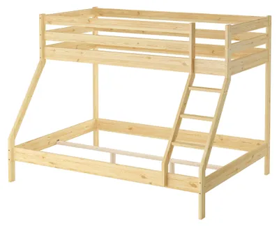 Produktbild von Doppel-Etagenbett 140x200 und 90x200 Erwachsenen-Stockbett Kiefer Zubehör wählbar V-60.19-09-14Rollrost und Matratze inkl.