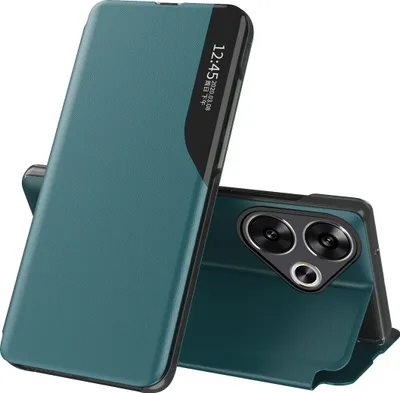 Produktbild von Dünn Flip Stand Cover Kunstleder Schutzhülle für Xiaomi Poco F6 /Redmi Turbo 3 Grün