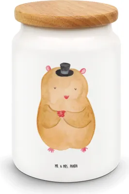 Produktbild von Mr. & Mrs. Panda Dose Hamster Hut - Weiß - Geschenk, Zauberer, Zwerghamster, behälter, Zylinder, tee, Frischhaltedose, Kaffeedose, Magier, Lustige Sprüche, Keksdose