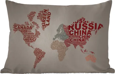 Produktbild von MuchoWow® Outdoor Kissen - Weltkarte - Buchstaben - Farben - 50x30 cm - Wetterfest - Lounge Kissen - Sofa kissen - Wohnzimmer Dekoration