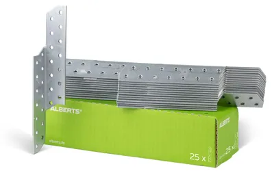 Zdjęcie produktu dla Alberts 846923 Kotwa do krokwi i płatwi, lewa, ocynkowana metodą Sendzimira, 32 x 32 x 210 mm, zestaw 25 sztuk