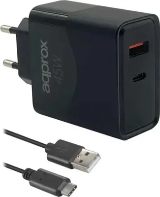 Imagen del producto de Approx Cargador 45W Qc 1 X Usb A+ 1 X Usb C+Cable