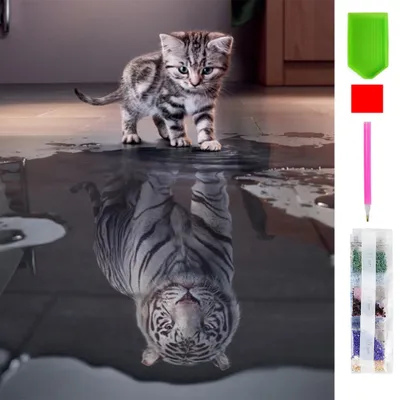 Produktbild von Malen nach Zahlen 5d Diamond Painting Tiger Katze Malen nach Zahlen 40x50cm