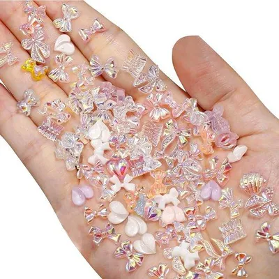 Image de Kit de décorations pour faux ongles, 100 pièces multicolores