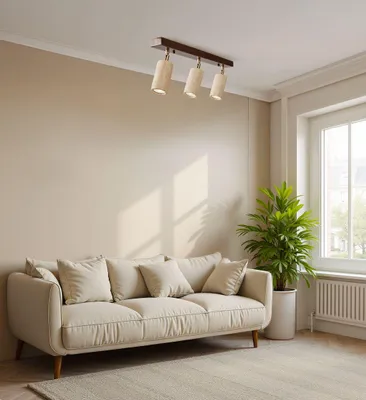Produktbild von Opviq, Hochwertiger Kronleuchter, Holzfurnier-Metallkörper, Travertin-Kappe Ø6,5 h:18 cm, verstellbare Höhe, Beige und Walnuss, ideal für rustikale Wohnräume, IP20.