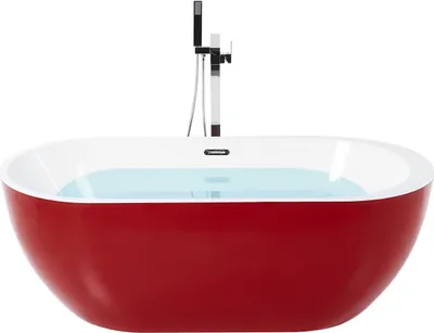 Obrázok produktu pre BELIANI Voľne stojaca vaňa červená biela akrylát 160 x 75 cm oválny tvar elegantný moderný štýl kúpeľňa