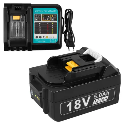 Ersatzakku 18 V 5,0 Ah mit LED-Anzeige + Ladegerät 14,4–18 V