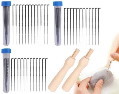 Produktbild von Viltnaaldenset 12 Stifte - Houten Stempel - Viltgereedschaft - Praktisch für Fädenkunst