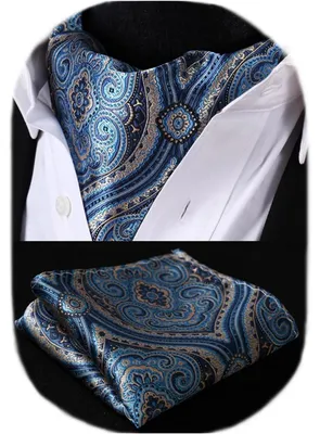 Productafbeelding van Herenset met sjaals en stropdassen, paisley- en bloemendesign, blauw/beige, one size