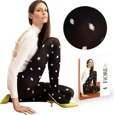 Produktbild von Schwarze Strumpfhose mit weißen Flecken 60den 4 Black